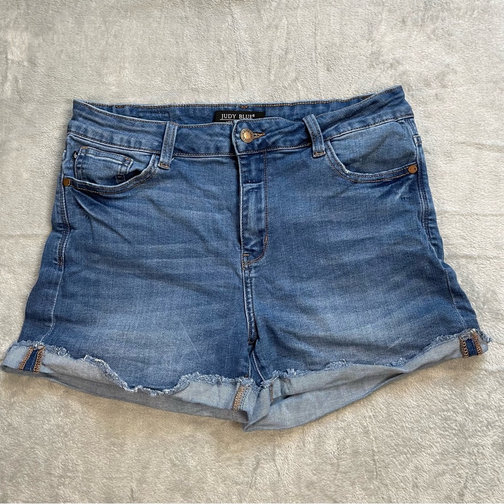 Judy Blue Shorts XL‎ Denim Jean Cuffed Midrise Stretch